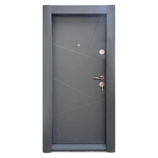 Метална апартаментна врата с изолация и прозорец Novo Doors First Class NDS15, С PVC рамка и PVC фолио, Отваряне ляво дясно, Размер 200X88 cm, Плоча 1.2 mm, Плоча 1.2 mm, Комплект, Антрацитно сиво