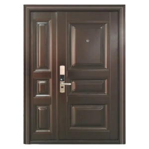 Двойна външна метална врата Novo Doors ND5001 в светло кафяв цвят с ляво отваряне