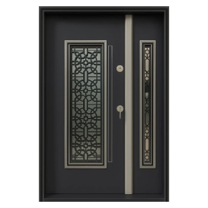 Novo Doors NDS1001 Антрацитно сива външна двойна метална врата с ляво отваряне