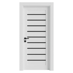 Интериорна MDF врата Novo Doors NDM03 LUX PREMIUM, рамка от масивно дърво, вложки с ефект на стъкло, пълен комплект, включена регулируема каса 10 см, первази от двете страни