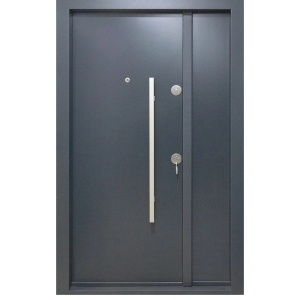 Usa metalica dubla de exterior Novo Doors NDS1400 de culoare Nuc cu deschidere pe Stanga