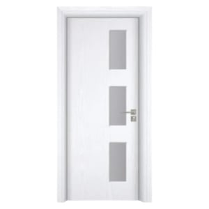 Интериорна MDF врата Novo Doors ND316, рамка от масивно дърво, матирано стъкло, пълен комплект, каса, включени дръжки и панти