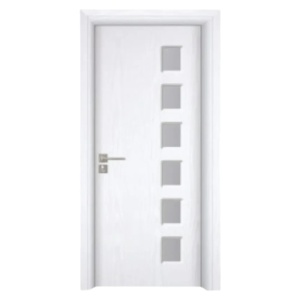 Интериорна MDF врата Novo Doors ND319, рамка от масивно дърво, матирано стъкло, пълен комплект, каса, включени дръжки и панти