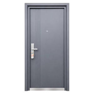Метална външна врата с изолация и шпионка Novo Doors ND7006, ламарина 0.7 mm, праг от неръждаема стомана, включени панти и дръжка, за къща и апартамент, антрацитово сиво