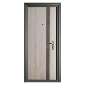 Метална външна врата с изолация и шпионка Novo Doors NDFC7008, 2 брави,ламарина 0,7 mm, включени панти и дръжка, каса 7 см, за къща и апартамент, антрацитово сиво cu вложка Stejar