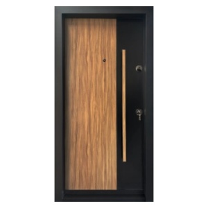 Usa metalica de exterior Novo Doors NDA3 de culoare Negru perlat cu stejar deschis cu deschidere pe Stanga