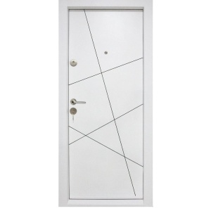 Usa metalica de apartament Novo Doors NDS11 de culoare Alba cu deschidere pe Stanga