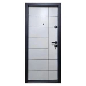 Usa metalica de apartament Novo Doors NDS02 de culoare Alba cu deschidere pe Stanga