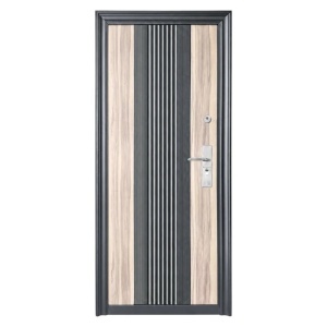 Usa metalica de exterior Novo Doors ND45, de culoare Gri Antracit cu Stejar deschis, cu deschidere pe Stanga