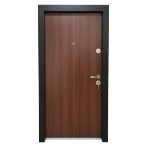 Usa metalica de exterior Novo Doors NDS305 de culoare Nuc cu deschidere pe Stanga