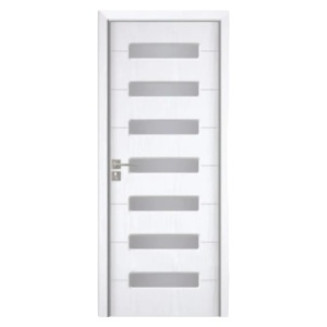 Интериорна MDF врата Novo Doors ND318, рамка от масивно дърво, матирано стъкло, пълен комплект, каса, включени дръжки и панти