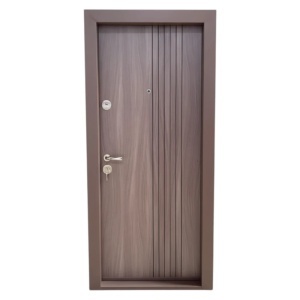 Метална входна врата за апартамент с изолация и шпионка Novo Doors First Class NDS29, ляво/дясно отваряне, Размер 200X88 cm, ламарина 1.2 mm, пълен комплект, кафяво Танганика