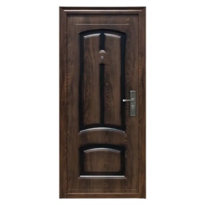 Външна метална врата Novo Doors ND6001 в светло кафяв цвят с ляво отваряне