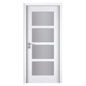 Интериорна MDF врата Novo Doors ND317, рамка от масивно дърво, матирано стъкло, пълен комплект, каса, включени дръжки и панти