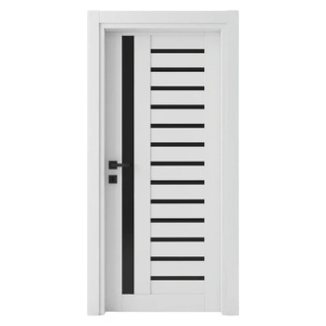 Интериорна MDF врата Novo Doors NDM01 LUX PREMIUM, рамка от масивно дърво, вложки с ефект на стъкло, пълен комплект, включена регулируема каса 10 см, первази от двете страни