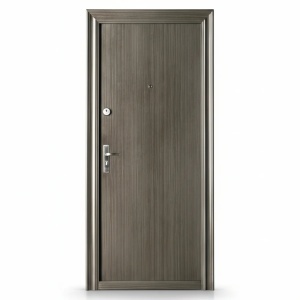 Метална външна врата с изолация и шпионка Novo Doors ND7003, 2 брави,ламарина 0,7 mm, включени панти и дръжка, каса 7 см, за къща и апартамент, сиво
