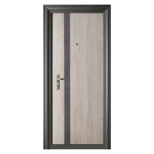 Външна метална врата Novo Doors NDFC7008 в антрацитно сиво с дъбова вложка, ляво отваряне