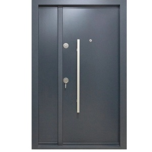 Usa metalica dubla de exterior Novo Doors NDS1400 de culoare Gri Antracit cu deschidere pe Stanga