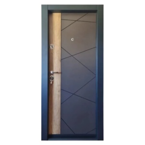 Метална входна врата за апартамент с изолация и шпионка Novo Doors First Class NDFC05, ляво/дясно отваряне, Размер 200X88 cm, ламарина 1.2 mm, пълен комплект,антрацитово сиво cu вложка Stejar