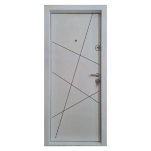 Usa metalica de apartament Novo Doors NDFC20 de culoare Alba cu deschidere pe Stanga