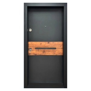 Метална външна врата с изолация и шпионка Novo Doors NDA2, композитна конструкция, 2 брави, пълен комплект, за къщи, антрацитово сиво cu вложка stejar