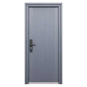 Метална външна врата с изолация и шпионка Novo Doors ND6003, ламарина 0.5 mm, праг от неръждаема стомана, включени панти и дръжка, за къща и апартамент, антрацитово сиво