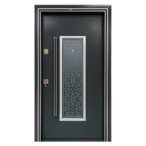Метална външна врата с изолация и шпионка Novo Doors NDS1001S, композитна конструкция, 2 брави, пълен комплект, за къщи