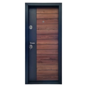 Usa metalica de apartament Novo Doors NDFC09 de culoare Gri antracit cu insertie Nuc cu deschidere pe Dreapta