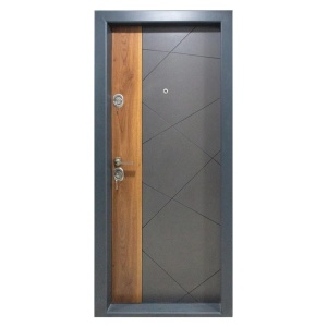 Usa metalica de apartament Novo Doors NDS05 de culoare Gri antracit cu insertie Stejar cu deschidere pe Stanga