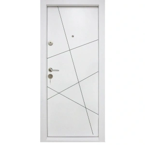 Usa metalica de apartament Novo Doors NDS11 de culoare Alba cu deschidere pe Stanga