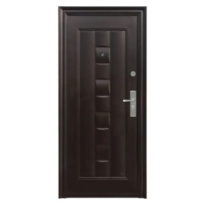 Usa metalica de exterior Novo Doors ND137  de culoare Gri antracit cu maron lovitura de ciocan cu deschidere pe Stanga