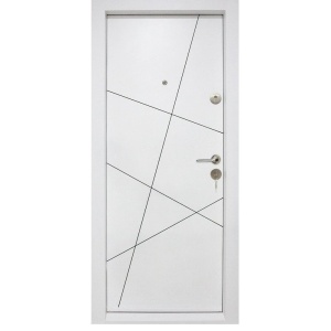 Usa metalica de apartament Novo Doors NDS11 de culoare Alba cu deschidere pe Stanga
