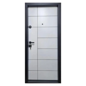Метална входна врата за апартамент с изолация и шпионка Novo Doors First Class NDS02, ляво/дясно отваряне, Размер 200X88 cm, ламарина 1.2 mm, пълен комплект, бяло