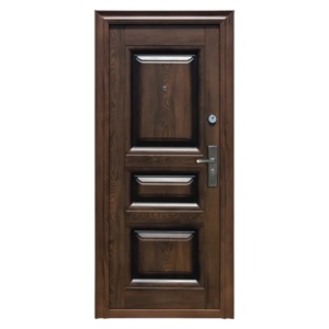 Външна метална врата Novo Doors ND7001 в кафяв цвят с ляво отваряне