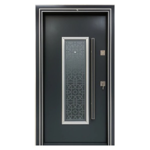 Външна метална врата Novo Doors NDS1001S в антрацитно сив цвят с ляво отваряне