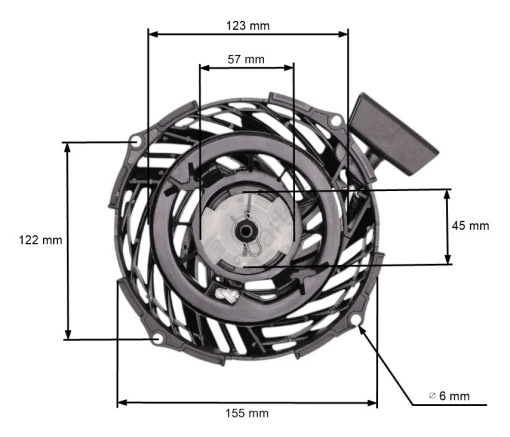 Demaror Briggs & Stratton model 09P702, series 450E, 500E, 550E, 575E