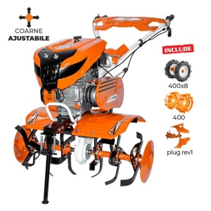 Motosapa RURIS 701KS + roti cauciuc 4.00-8 + plug reversibil rev1 + roti metalice 400 fara manicot 7 CP - Img 1