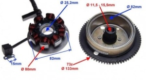 Volanta + Magnetou scuter Aprilia AM6 (8 bobine) - Img 2