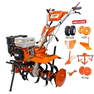 Motocultor RURIS 731ACC1 + roti cauciuc 5.00-8+rarita+plug+adaptor+dispozitiv scos cartofi+roti metalice 400+cultivator+set contragreutati 8.5 CP - Img 1