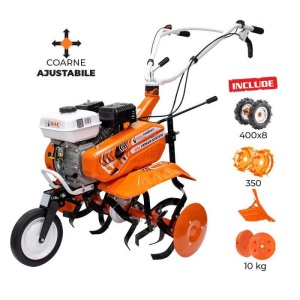 Motosapa DAC 7000 ACC 1+roti cauciuc 4.00-8+ rarita ajustabila+roti metalice 350 fara manicot+set contragreutati 7CP