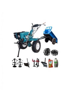 Pachet motocultor cu accesorii si remorca Dakard HS1000B NEW 7 CP cu far - Img 1