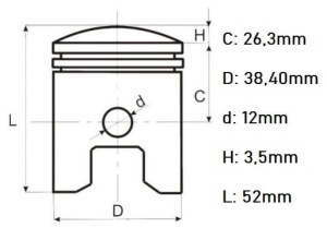Piston ATV 4T 110cc 52.4mm - Img 2