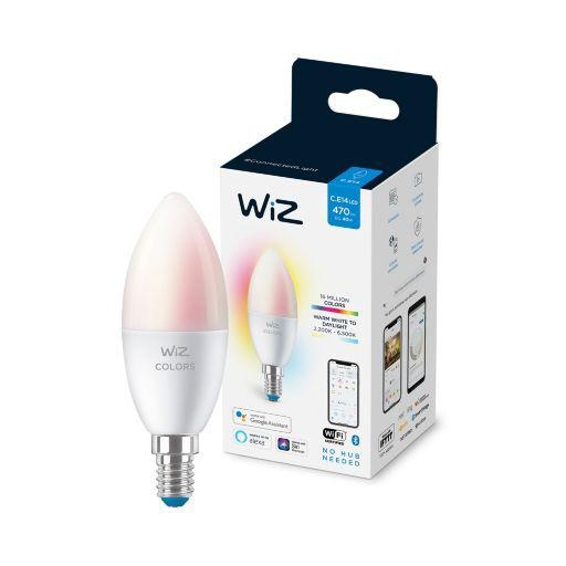 Bec LED RGB inteligent WiZ Connected Colors C37, Wi-Fi, E14, 4.9W (40W) ,470 lm, lumina alba si color (2200-6500K), compatibil GoogleAssistant/Alexa/Siri - 2 | YEO