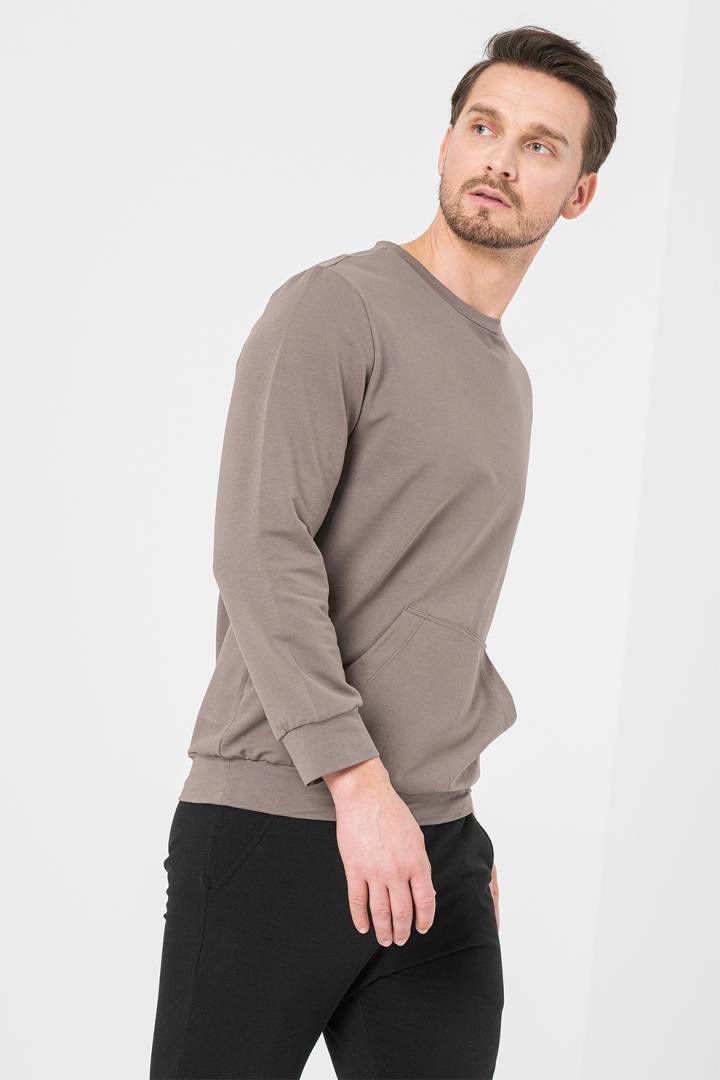 BLUZA COTON CASUAL BARBATI TAUPE-XXL - 1 | YEO