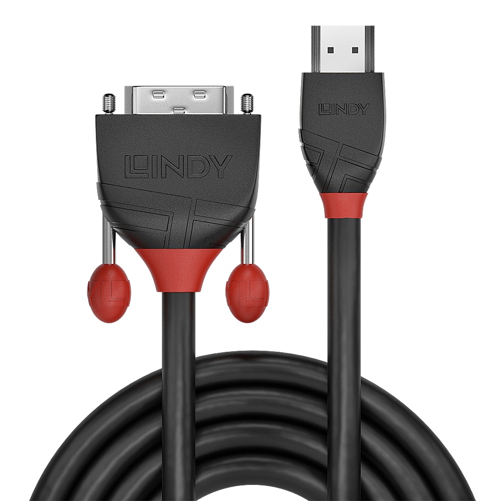 Cablu Lindy HDMI to DVI-D Cable, lungime 5m, rezolutie maxima 1920x1200@ 60Hz, latime de banda suportata 4.95 Gbps, negru