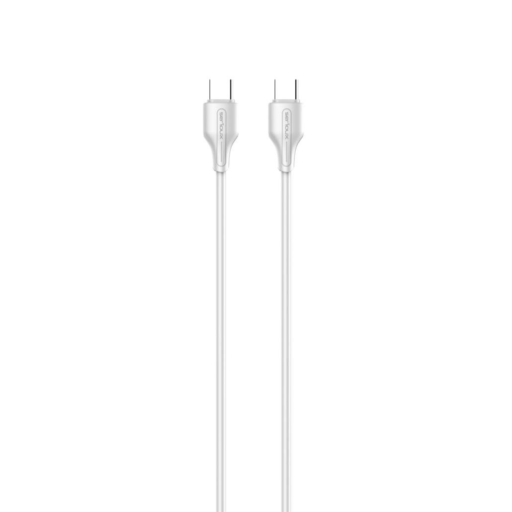 Cablu Serioux TYPE-C - TYPE-C 1M60W.Lungime: 100 cm, Ieșire: 65W, tip cablu: USB-C la USB-C, culoare: Alb, funcție: încărcare și sincronizare