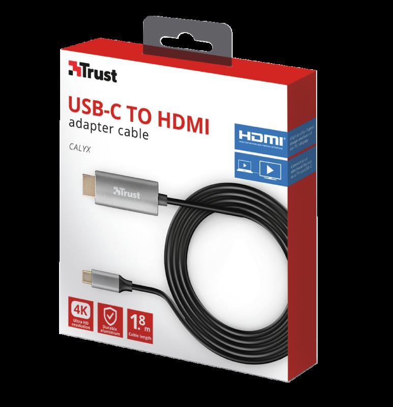 Cablu Trust Calyx, USB-C to HDMI, 1.8m, negru - 4 | YEO