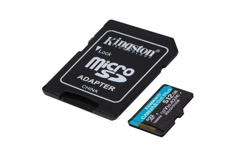 Card de Memorie MicroSD Kingston Canvas GO Plus, 512GB, Adaptor SD, Class 10 - 2 | YEO