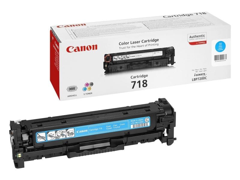 Cartuș toner cyan original Canon CRG718C – Capacitate 2.900 pagini pentru imprimante i-SENSYS LBP și MF