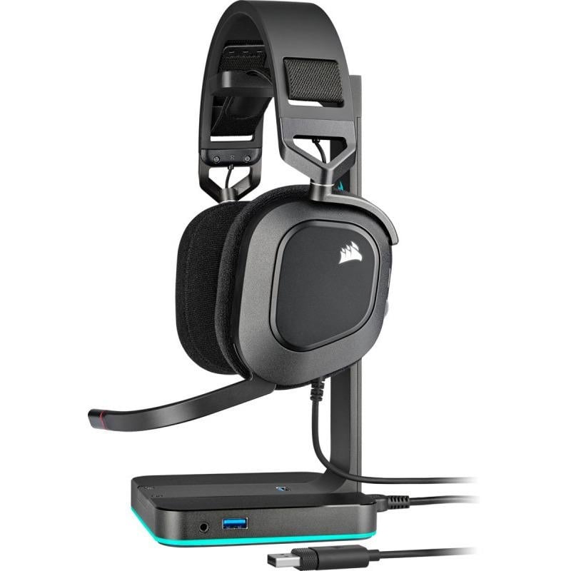 Casti Gaming cu microfon Corsair HS80 Surround 7.1, 20Hz - 40 kHz, 32ohm, 116db, driver 50mm, negru - 2 | YEO